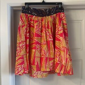 Colorful A-Line Skirt with Abstract Patterns